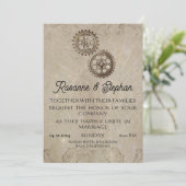 Retro Steampunk Geared voor Liefde Bruiloft Kaart (Staand voorkant)