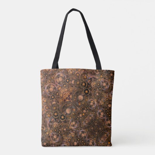 Retro Steampunk Gears Monogrammed Tote Bag (Achterkant)