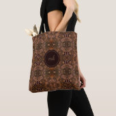 Retro Steampunk Gears Monogrammed Tote Bag (Dichtbij)
