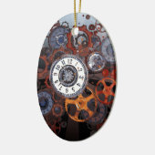 Retro steampunk horloge onderdelen, tandwielen en  keramisch ornament (Links)