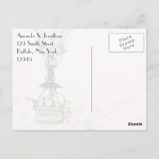 Retro  Steampunk Hot Air ballon Dank u Briefkaart (Achterkant)