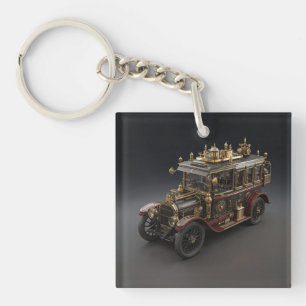 Retro Steampunk Politie Cruiser Sleutelhanger