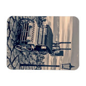 Retro Steampunk Taxi Cab Stadskunst Magneet (Horizontaal)