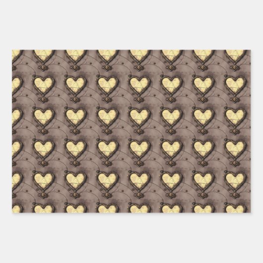 Retro Steampunk Valentijnsdag Abstract Mechanical Inpakpapier Vel (Voorkant)