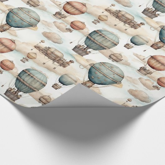 Retro Steampunk Zeppelin Cadeaupapier (Hoek)
