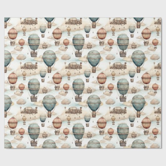 Retro Steampunk  Zeppelin Cadeaupapier (Vlak)