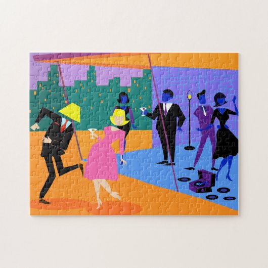 Retro Stedelijke Raadsel van de Partij van het Dak Legpuzzel (Horizontaal)