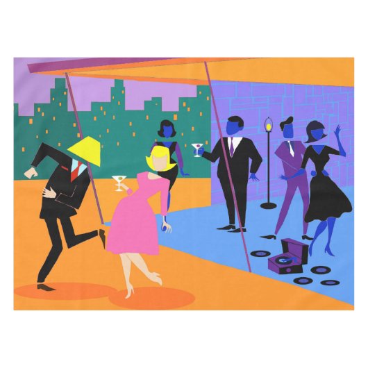 Retro Stedelijke Tafelkleed van de Partij van het (Voorkant (Horizontaal))