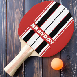 Retro Stedelijke Zebra Bord Strepen met Naam Tafeltennisbatje