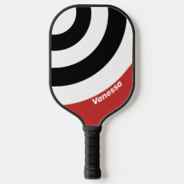 Retro Stedelijke Zebra Cirkel Streep met Naam Pickleball Paddle