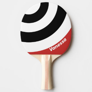 Retro Stedelijke Zebra Cirkel Streep met Naam Tafeltennisbatje