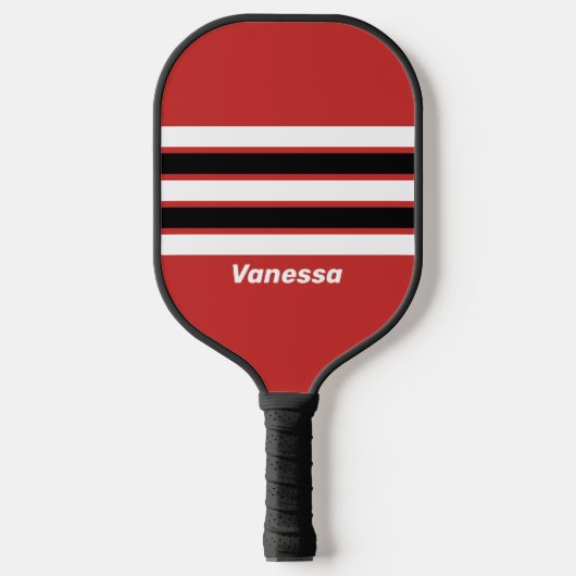 Retro Stedelijke Zebra Over Strepen met Naam Pickleball Paddle (Voorkant)