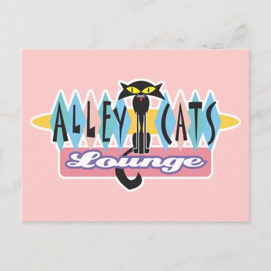 retro steegkatten lounge bord briefkaart (Voorkant)