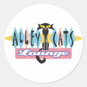 retro steegkatten lounge bord ronde sticker