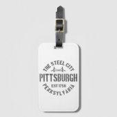 Retro Steel City Pittsburgh Pennsylvania Yinz vint Bagagelabel (Voorkant (verticaal))