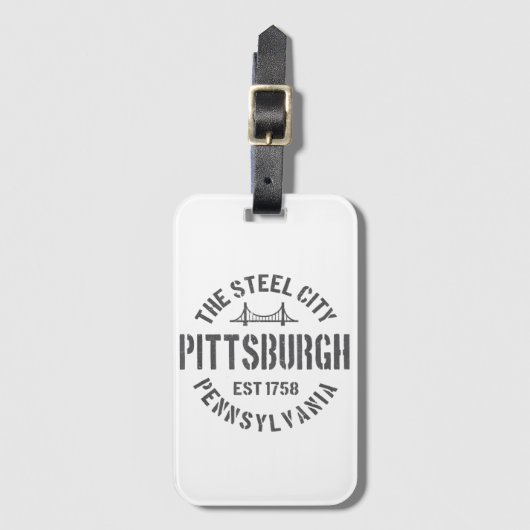 Retro Steel City Pittsburgh Pennsylvania Yinz vint Bagagelabel (Voorkant (verticaal))