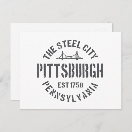 Retro Steel City Pittsburgh Pennsylvania Yinz vint Feestdagenkaart (Voorkant / Achterkant)