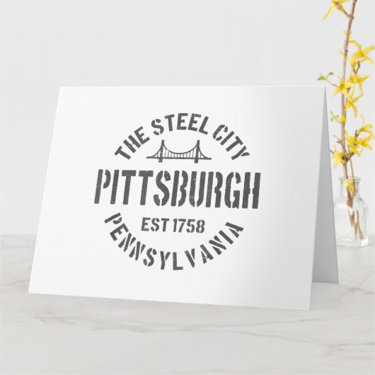 Retro Steel City Pittsburgh Pennsylvania Yinz vint Kaart (Gele Bloem)