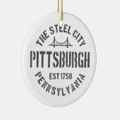 Retro Steel City Pittsburgh Pennsylvania Yinz vint Keramisch Ornament (Rechts)