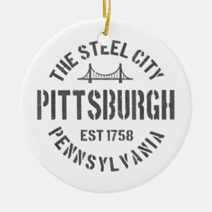Retro Steel City Pittsburgh Pennsylvania Yinz vint Keramisch Ornament