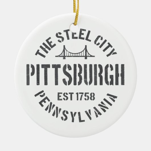 Retro Steel City Pittsburgh Pennsylvania Yinz vint Keramisch Ornament (Voorkant)