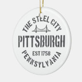 Retro Steel City Pittsburgh Pennsylvania Yinz vint Keramisch Ornament (Links)
