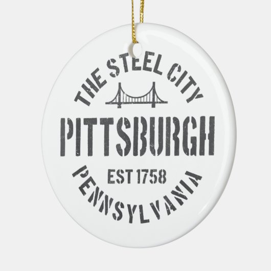 Retro Steel City Pittsburgh Pennsylvania Yinz vint Keramisch Ornament (Links)
