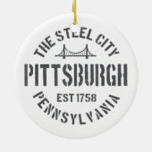 Retro Steel City Pittsburgh Pennsylvania Yinz vint Keramisch Ornament (Achterkant)