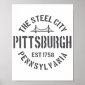 Retro Steel City Pittsburgh Pennsylvania Yinz vint Poster (Voorkant)