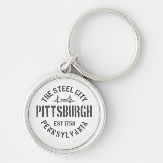 Retro Steel City Pittsburgh Pennsylvania Yinz vint Sleutelhanger (Voorkant)