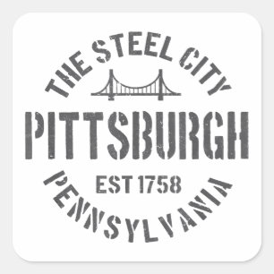 Retro Steel City Pittsburgh Pennsylvania Yinz vint Vierkante Sticker