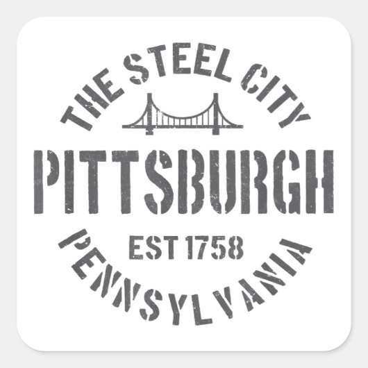 Retro Steel City Pittsburgh Pennsylvania Yinz vint Vierkante Sticker (Voorkant)