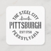 Retro Steel City Pittsburgh Pennsylvania Yinz vint Vierkante Visitekaartje (Achterkant)