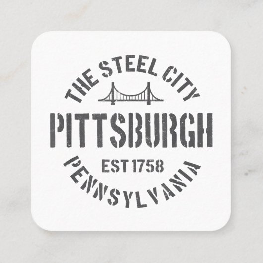 Retro Steel City Pittsburgh Pennsylvania Yinz vint Vierkante Visitekaartje (Achterkant)