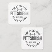 Retro Steel City Pittsburgh Pennsylvania Yinz vint Vierkante Visitekaartje (Voorkant / Achterkant)