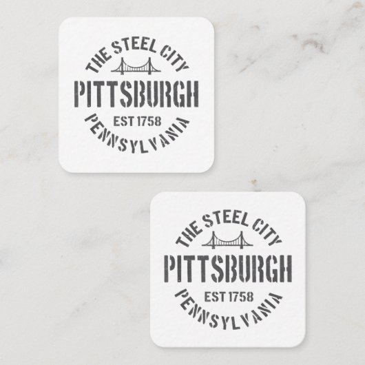 Retro Steel City Pittsburgh Pennsylvania Yinz vint Vierkante Visitekaartje (Voorkant / Achterkant)