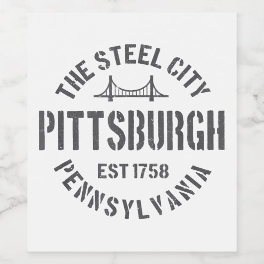 Retro Steel City Pittsburgh Pennsylvania Yinz vint Wijn Etiket (Enkel label)