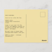 Retro stel dat dineert met kip en hond briefkaart (Achterkant)