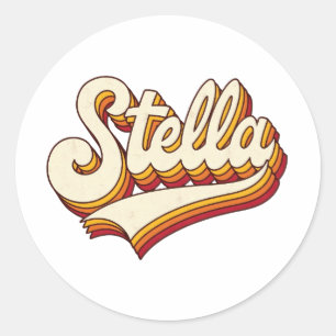 Retro Stella Naam 70s Vintage Ontwerp Ronde Sticker