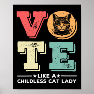 Retro stem als een kinderloze kat dame stem presid poster
