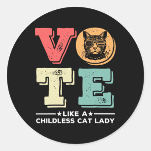 Retro stem als een kinderloze kat dame stem presid ronde sticker