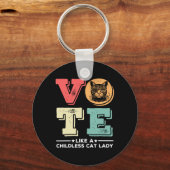 Retro stem als een kinderloze kat dame stem presid sleutelhanger (Voorkant)