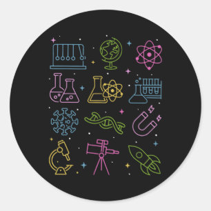 Retro Stem Wetenschap Technologie Techniek Wiskund Ronde Sticker