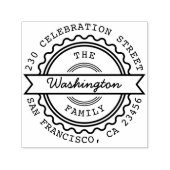 Retro Stempel Aangepaste familienaam & retouradres (Design)