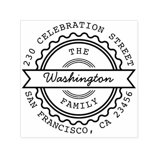 Retro Stempel Aangepaste familienaam & retouradres (Design)