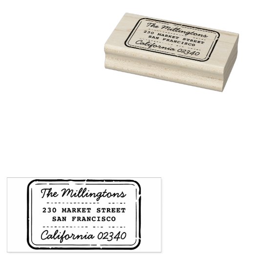 Retro Stempel Familienaam Script & Retouradres (Gestempeld)