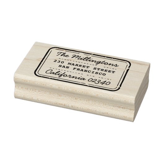 Retro Stempel Familienaam Script & Retouradres (Stempel)