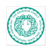Retro Stempel Kerst Krans Ronde Retouradres (Design)