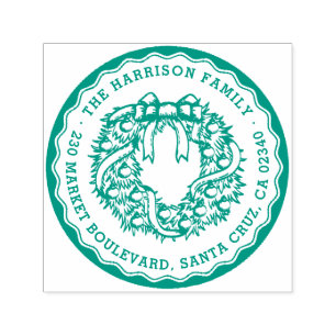 Retro Stempel Kerst Krans Ronde Retouradres