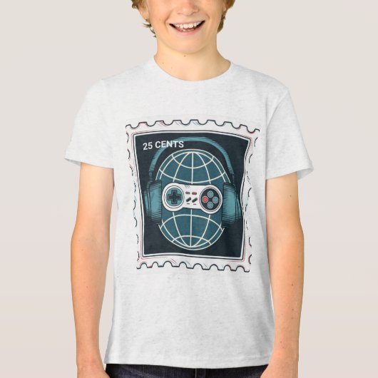 RETRO STEMPEL VAN GAME CONTROLLER Tri-Blend SHIRT (Voorkant)